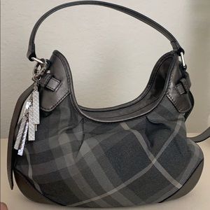 Burberry over the should silver and grey bag